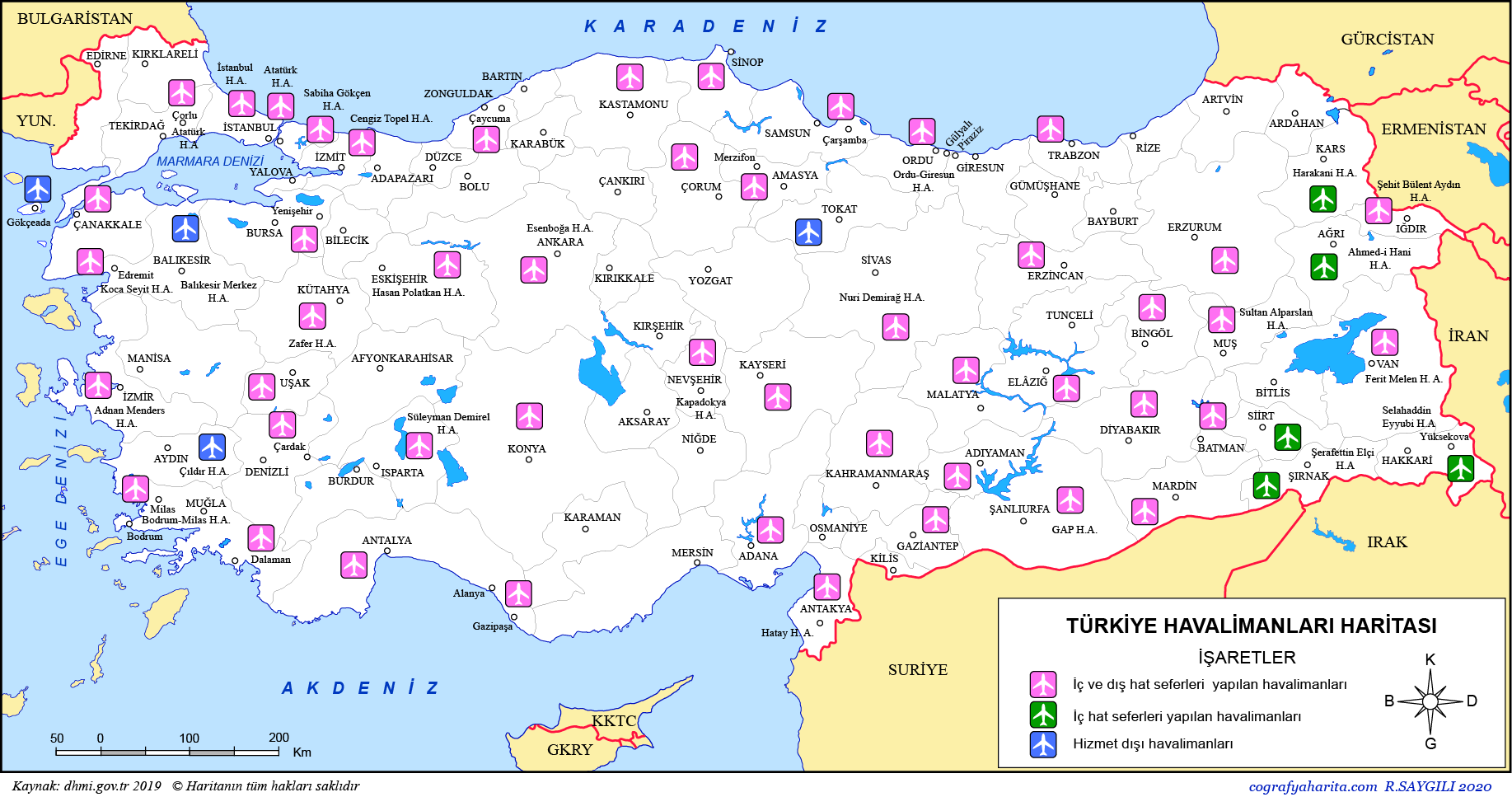 türkiye havalimanı haritası